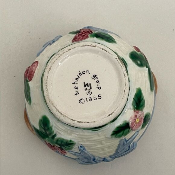 VTG 1985 Haldon Japanese Majolica Ceramic Ribbon Basketweave Teapot 3 Piece Set - Picture 11 of 16